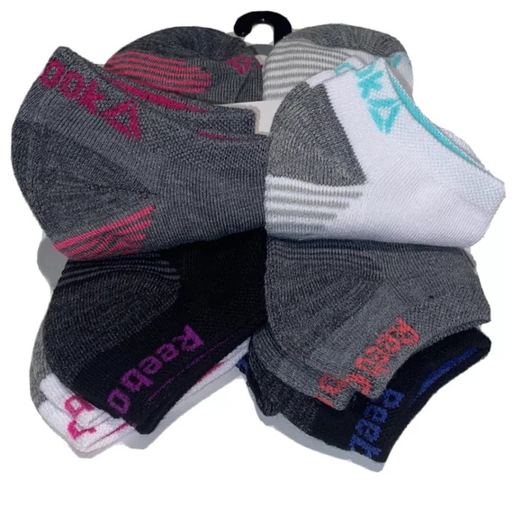 Reebok Low Cut Performance Socks 6 Pair Women 4-10 Gray White Multicolor w Logo - Picture 7 of 11